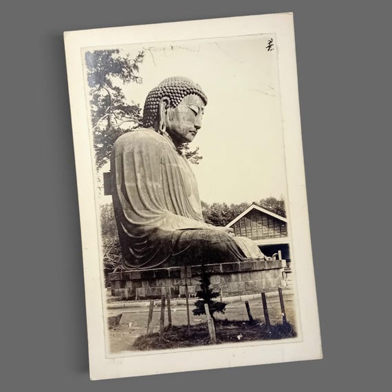 Kamakura Great Buddha After 1923 Earthquake Restoration - Prewar Japanese Photograph