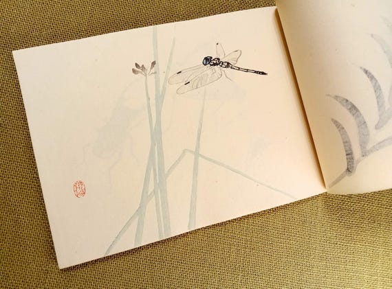 Antique Takeuchi Seihō Woodblock Print Album, Meiji Period, 12 Plates