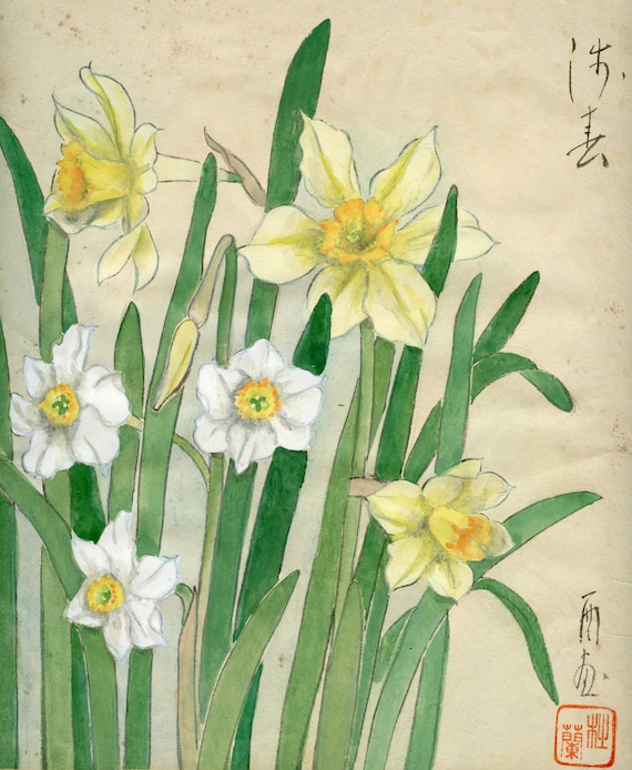 Vintage Japanese Sumi-e, Double-sided Original Ink Drawing on Shikishi, Drawing, 1950s-1960s-1970s, Asian Art, Minimalism Wall Hanging