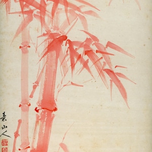Sumi-e japonés antiguo (vintage), pintura original del período Shōwa de las décadas de 1920 a 1950, dibujo a tinta sobre shikishi, minimalismo n.° 832 para colgar en la pared.