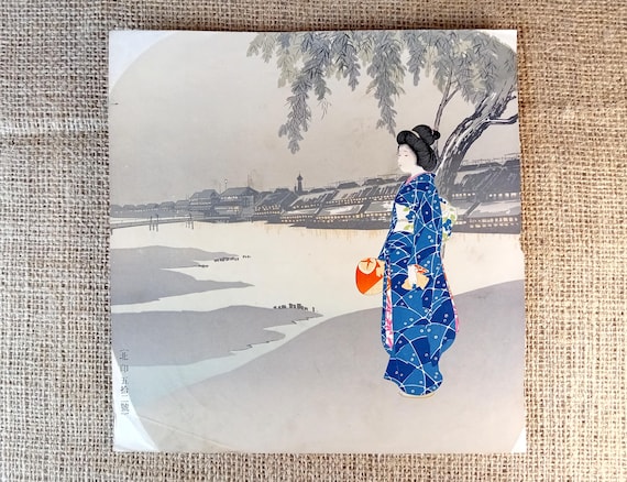 Antique (Vintage) Japanese Ukiyo-e, First half of the 20th century, Original Woodblock print, Woodcut, Asian Art, Minimalism