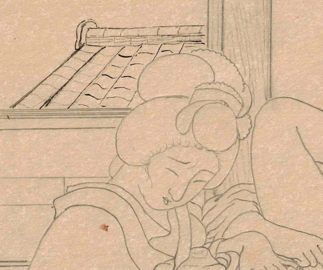Shunga Spring Pichures Japanese Shunga, Unique Antique Japan Erotic Painting, Ukiyo-e, Bijin ...