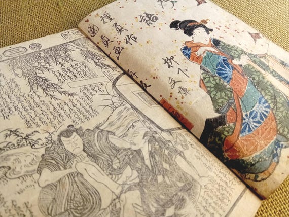 Antique Edo Japanese woodblock book, illustrated, Ryukatei Tanekazu, Utagawa Kunisada, single volume