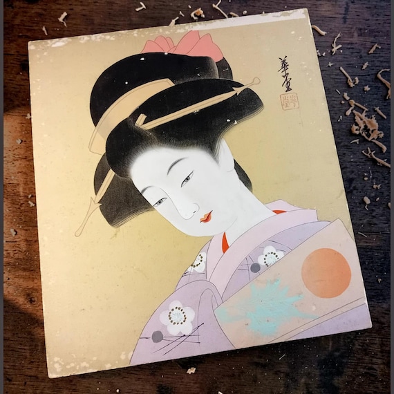 Yoshioka Kadō (1874–1917) — Bijin-ga on Silk Shikishi, Late Meiji–Early Taishō