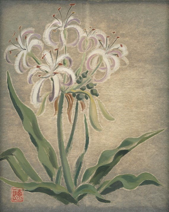 Vintage Shikishi Ink Painting, Original Japanese Sumi-e, Mid 20th Century (Showa), Washi, Cardboard, Mixed Technique, Wall Hanging