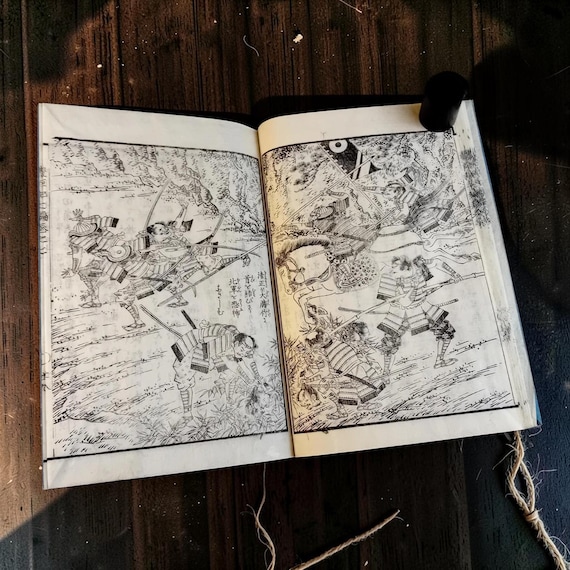 Ehon Toyotomi Kunkōki 絵本豊臣勲功記 (Illustrated Chronicles of Toyotomi's Exploits) Samurai saga 1868, Matsukawa Hanzan, Edo