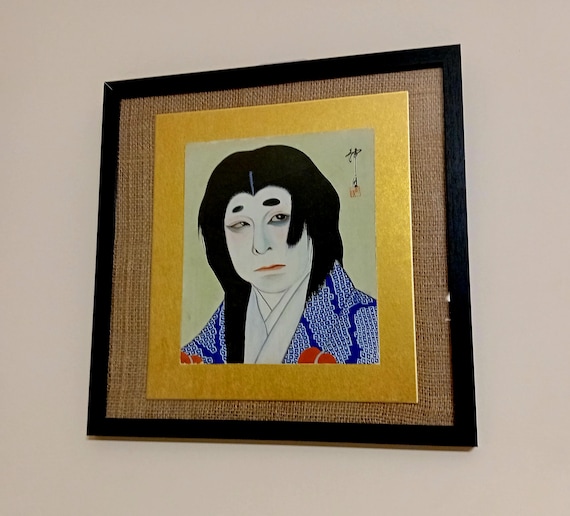 Original Yakusha-e Kabuki Actor Portrait | Japanese Shikishi Art on Washi Paper | Kabuki Ukiyo-e Style