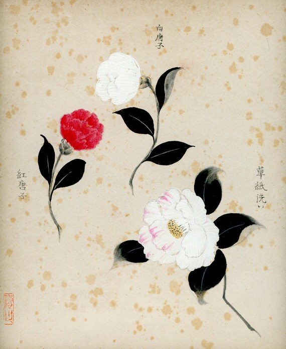 Antique (Vintage) Japanese Sumi-e, Original Painting 1920s-1950s Shōwa period, Ink Drawing on Shikishi,  Minimalism #832 Wall Hanging