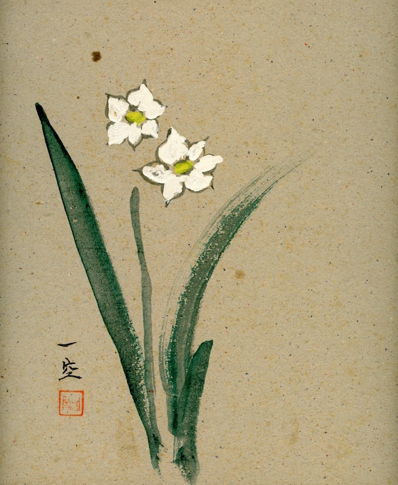 Vintage Japanese Sumi-e, "Someone", Original Painting 1950s-1960s-1970s (Shōwa period), Ink Drawing on Shikishi, Asian Art, Minimalism #2031