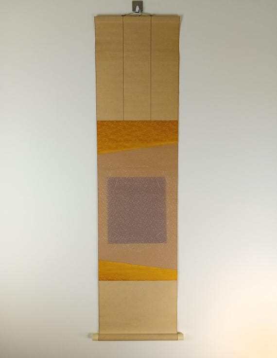 Shikishi scroll - Japanese Vintage, late Showa  - fabric hanging display mount