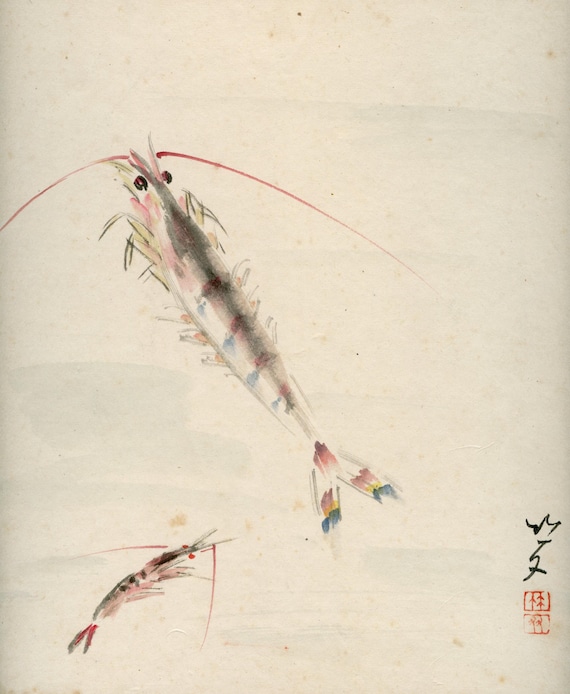 Vintage Japanese Sumi-e, Original Painting 1950s-1960s-1970s (Shōwa period), Ink Drawing on Shikishi, Asian Art, Minimalism #2046