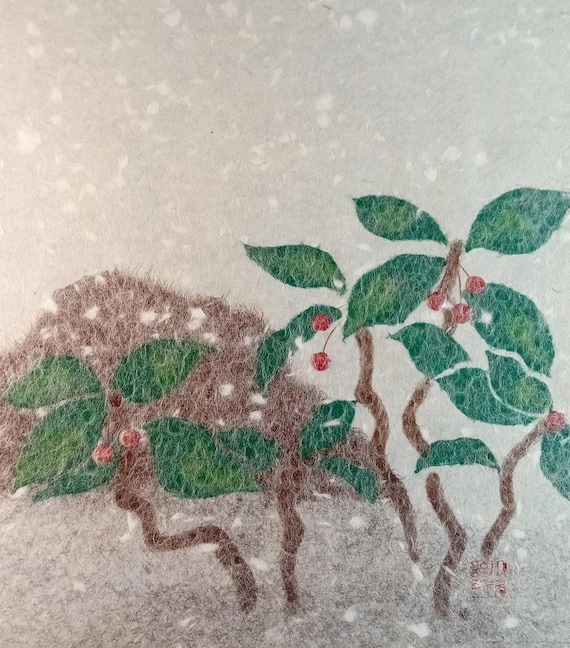 Fukuoka Kojiro – Yabukoji under Snow – Vintage Japanese Obara Paper Art on Shikishi
