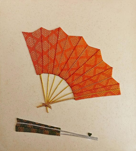 Vintage Shōwa Japanese oshie shikishi – kokoro motif