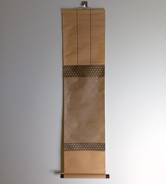 Shikishi scroll - Japanese Vintage, late Showa  - fabric hanging display mount