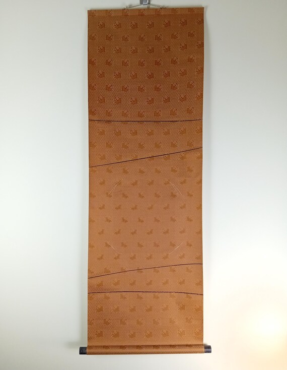Shikishi scroll - Japanese Vintage, late Showa  - fabric hanging display mount