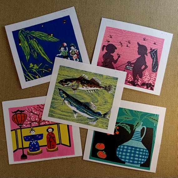 Shiro Takagi Japanese woodblock prints – 5 prints, Shōwa period