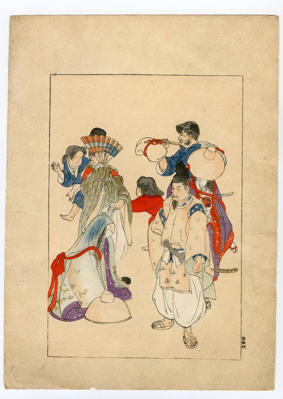 Antique Japanese woodblock print, Authentic, Unsigned, early 20th century, Ukiyo-e, Woodcut
