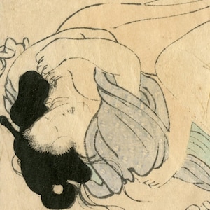 Antique Japanese woodblock print, Authentic, Shunga, Woodcut