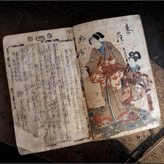 Antique Edo Japanese woodblock book, illustrated, Ryukatei Tanekazu, Utagawa Kunisada, single volume