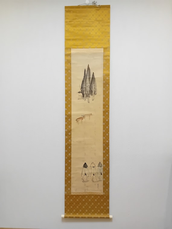 Vintage Japanese Scroll , Ink Painting, Sumi-e, Kakejiku, Kakemono, Japan Wall Hanging, #369, Long
