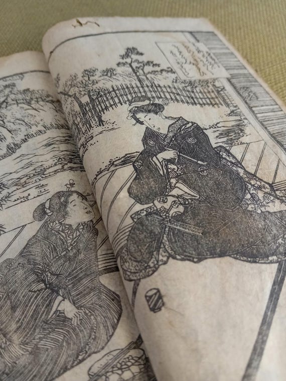 Antique Edo Japanese woodblock book, illustrated, Shōtei Kinsui, Utagawa Kunimaro, single volume, #3