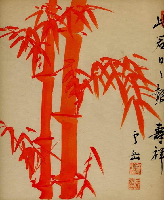 Antique (Vintage) Japanese Sumi-e, Original Painting 1920s-1950s Shōwa period, Ink Drawing on Shikishi,  Minimalism #832 Wall Hanging