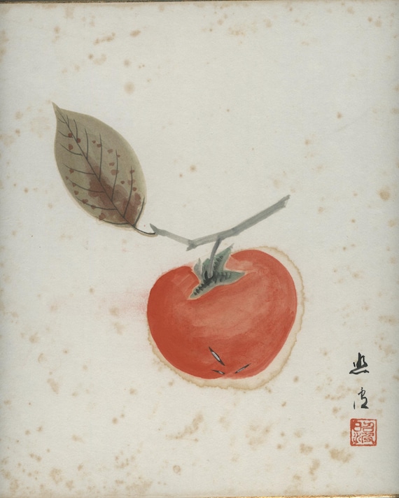Vintage Shikishi Ink Painting, Original Japanese Sumi-e, Mid 20th Century (Showa), Washi paper, cardboard, Wall Hanging