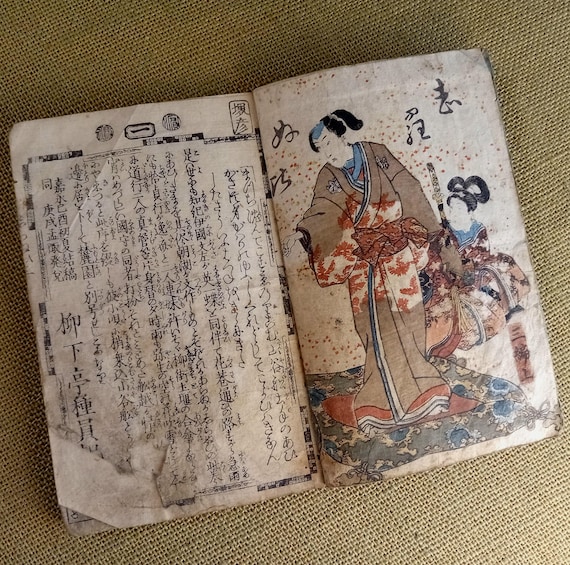 Antique Edo Japanese woodblock book, illustrated, Ryukatei Tanekazu, Utagawa Kunisada, single volume