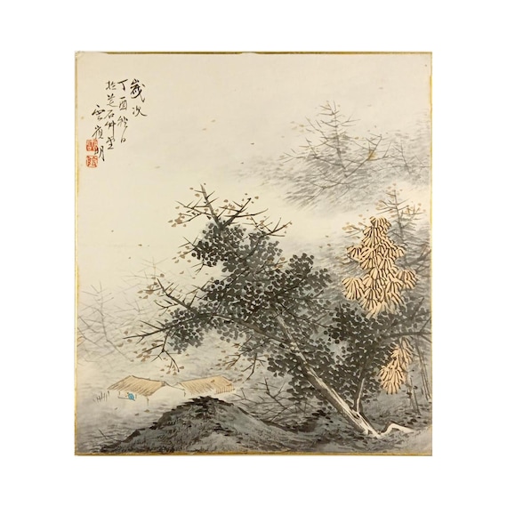 Yamazato no Aki – Autumn in the Mountain Village – Japanese Painting, Mid-Showa