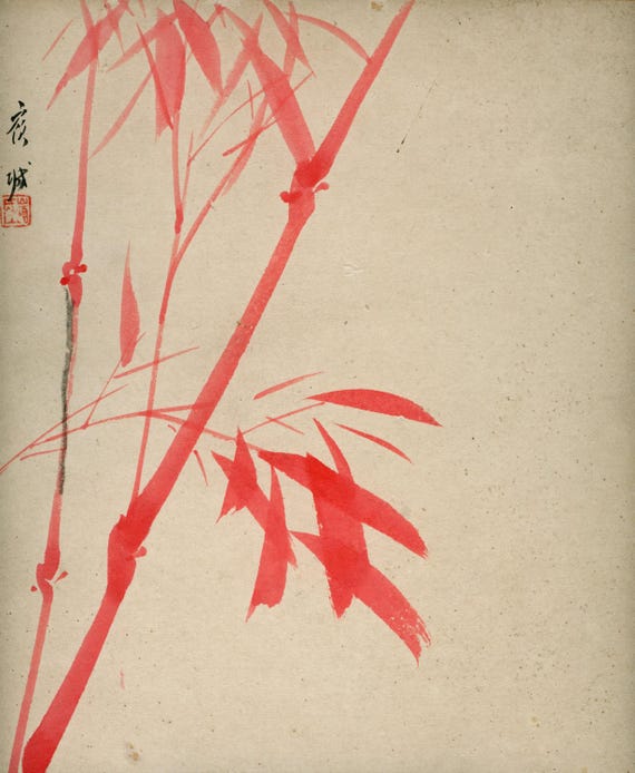 Antique (Vintage) Japanese Sumi-e, Original Painting 1920s-1950s Shōwa period, Ink Drawing on Shikishi,  Minimalism #832 Wall Hanging