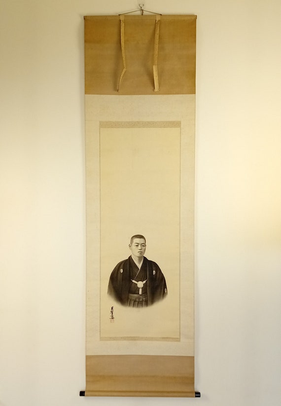 Tohachi Ishikawa,七代目 石川 藤八, Corporate gift for Toyota, Rare Antique Portrait, Kakejiku, Kakemono, Original Wall Hanging Scroll, Office Decor