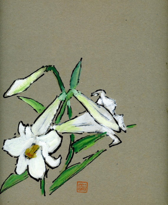 Vintage Japanese Sumi-e, "Someone", Original Painting 1950s-1960s-1970s (Shōwa period), Ink Drawing on Shikishi, Asian Art, Minimalism #2033