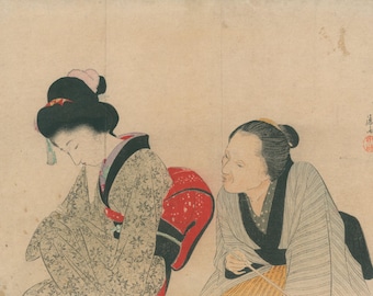 Tomioka Eisen - antique Meiji Japanese kuchi-e woodblock print c. 1900