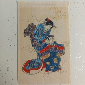 Utagawa Kunisada, Antique (Vintage) Japanese Bijin-ga c. 1930, Ukiyo-e, Original Miniature, Woodblock print, Woodcut, Toyokuni III