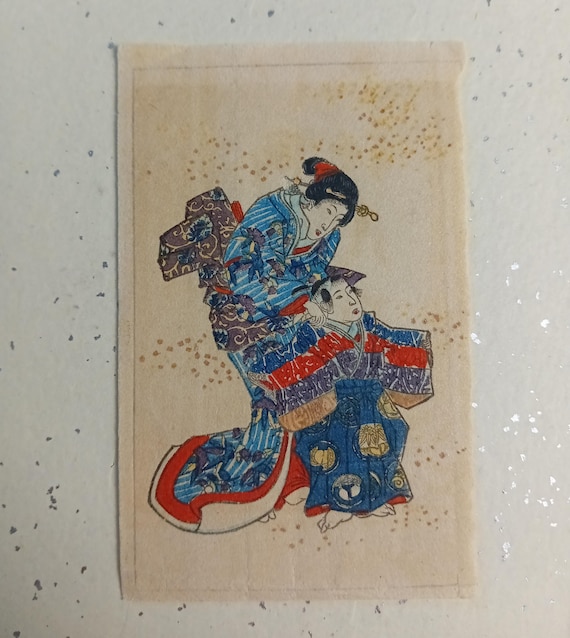 Utagawa Kunisada, Antique (Vintage) Japanese Bijin-ga c. 1930, Ukiyo-e, Original Miniature, Woodblock print, Woodcut, Toyokuni III