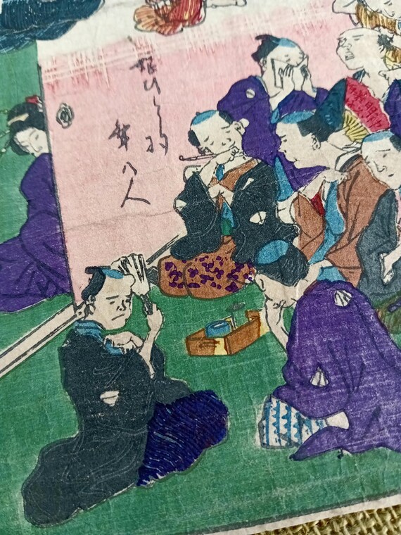 Antique Kawanabe Kyosai woodblock print – One Hundred Pictures by Kyosai