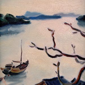Antiek Japans olieverfschilderij, Kisaburo Ienaga 家永騏三郎, Shikishi, Japanse kunst, schilderij op karton, #2073
