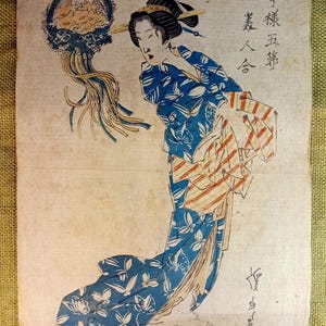 Original Edo Period Japanese Woodblock Print – Keisai Eisen – &quot;Modern Beauties of the Five Festivals&quot; – ca. 1827