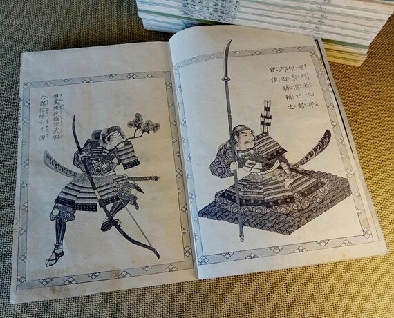 Utagawa Kuniyoshi Antique Japanese Woodblock Book, Edo Period, Vol. V Complete (10 Books), 79 Engravings, “Ehon Toyotomi Kunkōki” — Tanekiyo