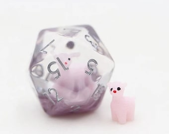 Kawaii llama dice set, Polyhedral Dice Set, custom dice,D20 TTRPG Polyhedral Dice Set, Handmade Resin Dice Set
