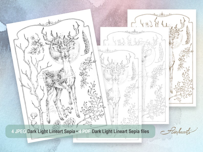 The Winter Deer Colouring Page for Adults and Kids Printable, Colouring ...