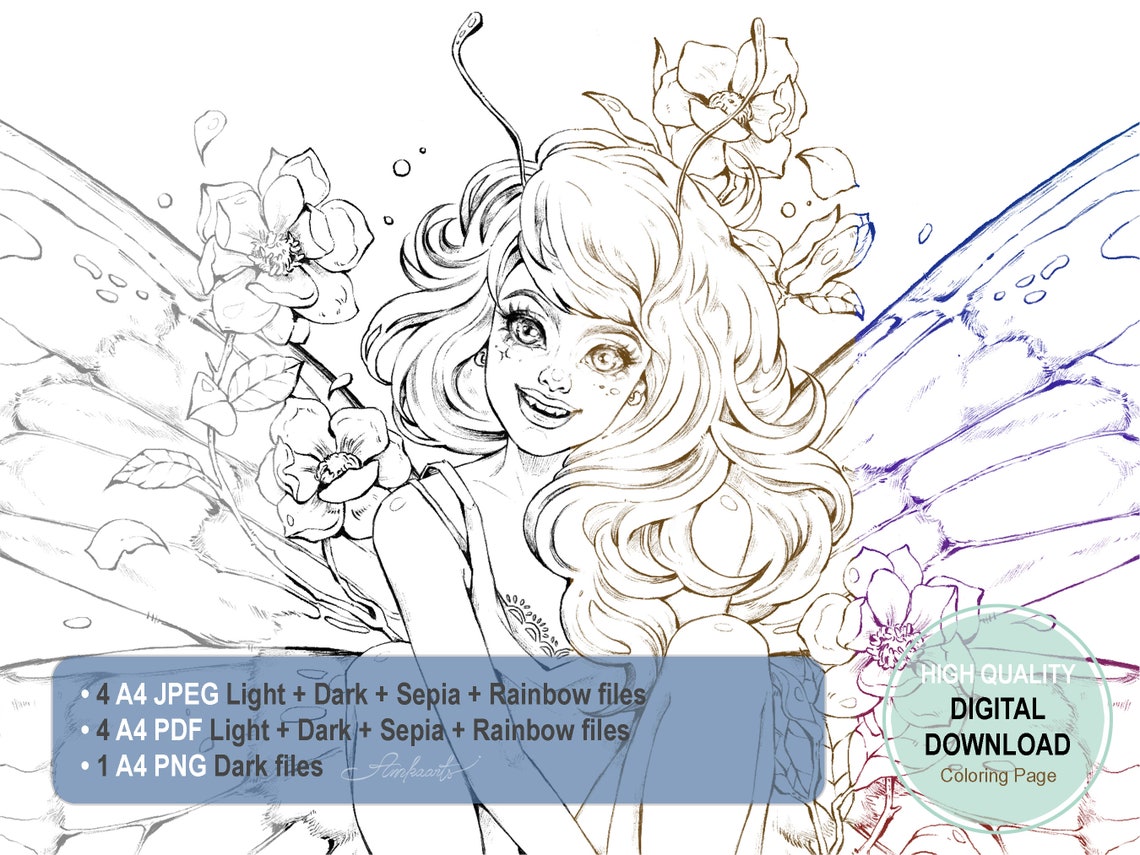 Butterfly Girl Coloring Page PDF - Il 1140xN.5132084514 E27g 