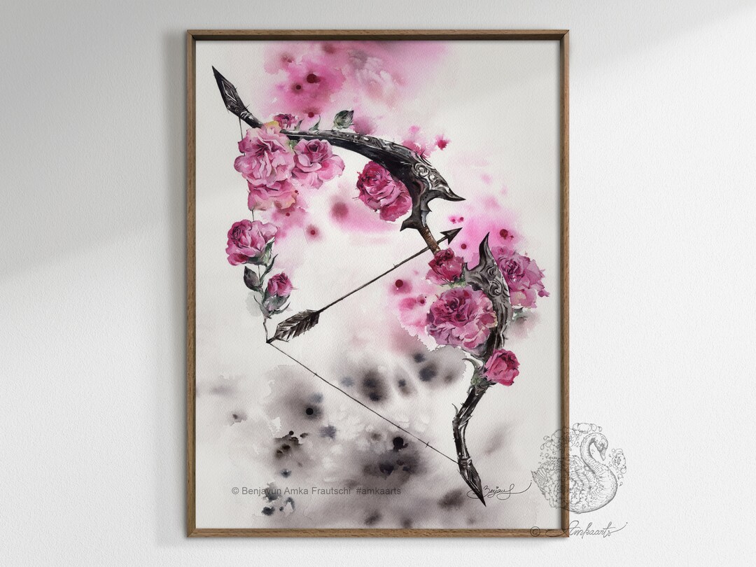 Zodiac Sign Sagittarius Carnation Wall Decor, Instant Download, Watercolor Wall Art Printable