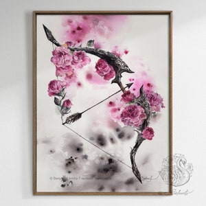 Signe du zodiaque Décor mural de l’œillet du Sagittaire, Téléchargement instantané, Aquarelle Art Mural imprimable, Cadeau pour personne Sagittaire, Art du Sagittaire