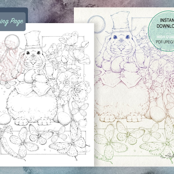 Osterhasen Malseite Poster: Handgezeichnet (PDF/JPG/PNG)