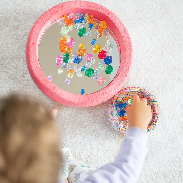 Placa de espejo Igelkind, placa acrílica Stapelstein, placa de actividades, juego con espejo, espuma, habilidades motoras finas, placa de aprendizaje de habilidades motoras sensoriales Montessori