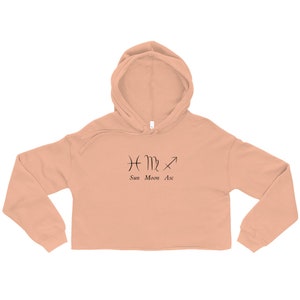 Big 3 Sun, Moon & Asc / Rising Womens Crop Felpa con cappuccio