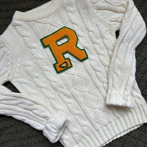 Vintage 1970s Jcpenney Cableknit Varsity Cheerleader Sweater