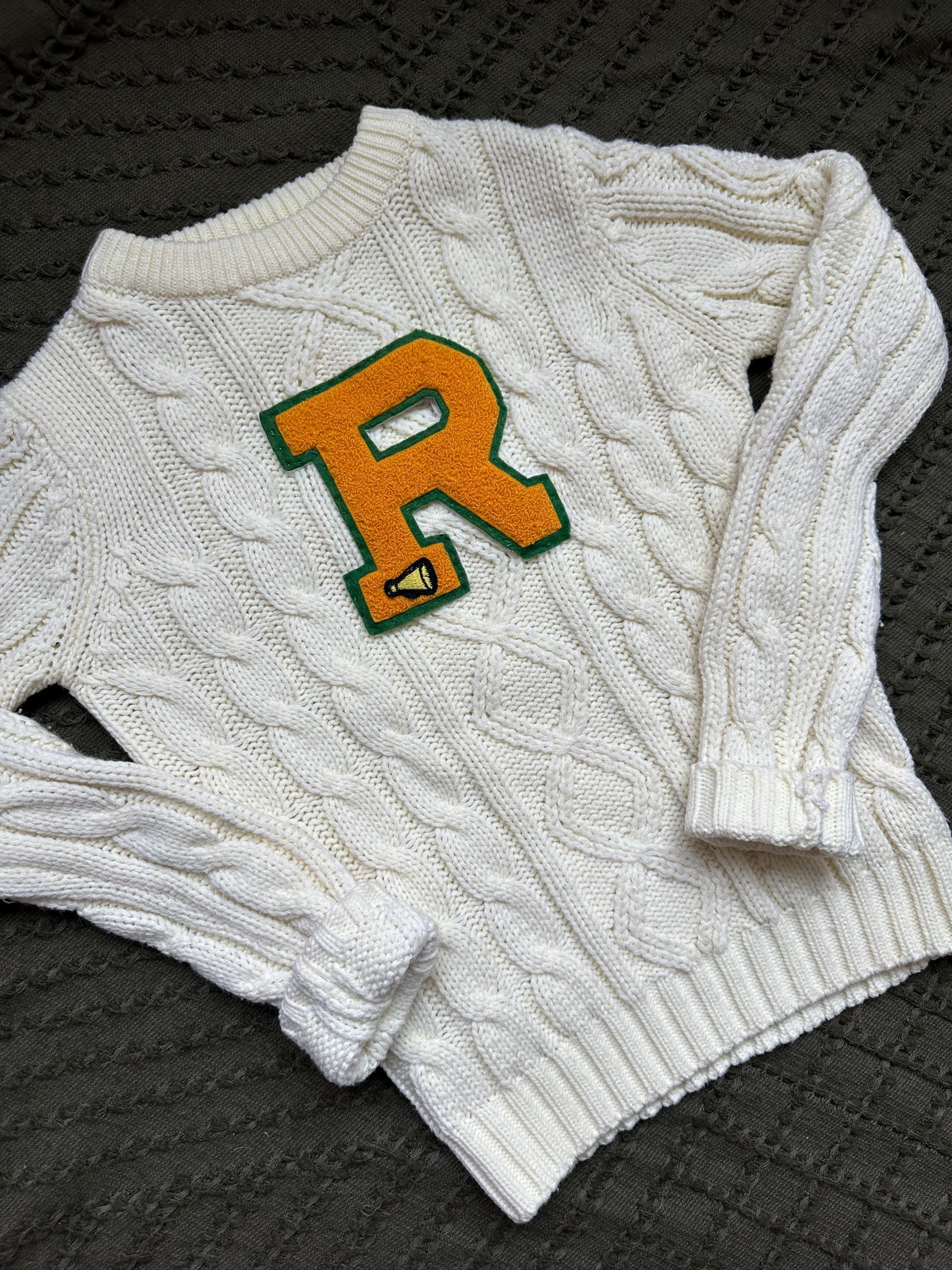 Vintage 70s Cableknit Varsity Sweater - JCPenney Louise Letterman