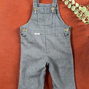 80s Vintage | Baby Denim Overalls with Eyelet Lace Trim by Alexis Made in USA Size 3-6M | Kids Vintage Clothing